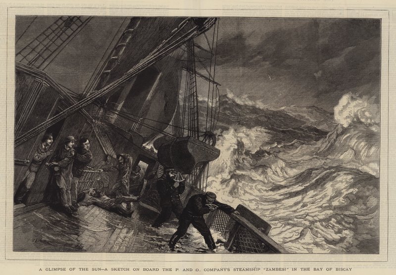 Egy pillantás a napba, egy vázlat a P and O Company Zambesi gőzhajójának fedélzetén a Vizcayai-öbölben alkotó: John Evan Hodgson
