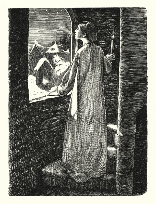 Szent Ágnes estéje (metszet) alkotó: John Everett (after) Millais