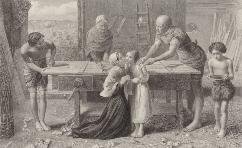 Krisztus a szülei házában alkotó: John Everett Millais