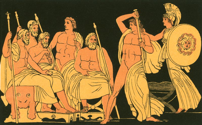 Athéné elnyomja Akhilleusz dühét alkotó: John Flaxman