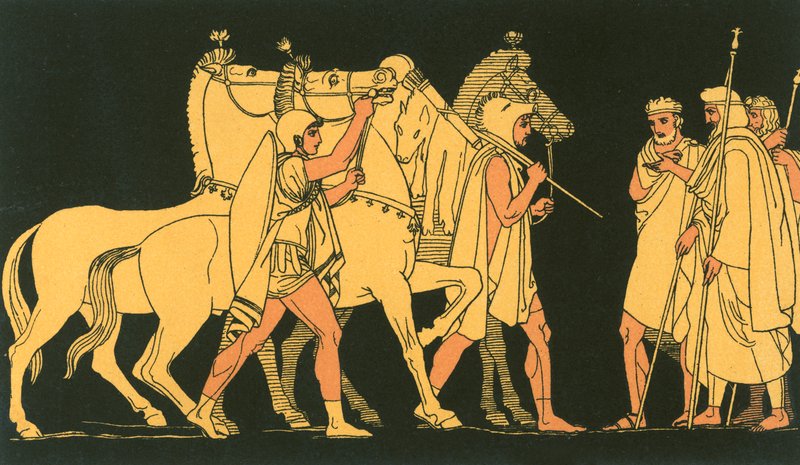 Diomed és Ulysses, visszatérve Rhesus zsákmányával alkotó: John Flaxman