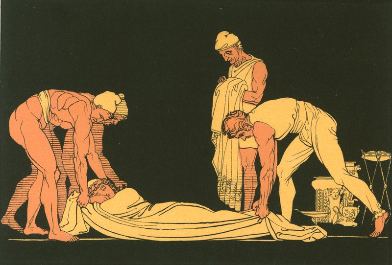 Az alvó Ulysses-t a saját partján fektették le a phaeaciai tengerészek alkotó: John Flaxman