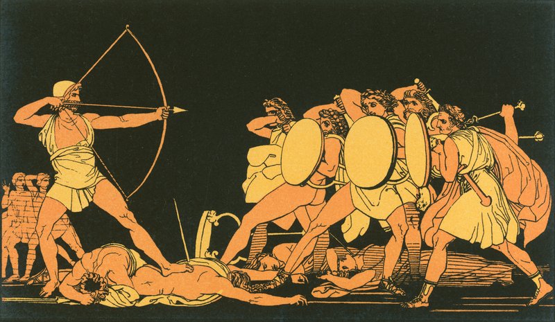 Ulysses megöli az udvarlókat alkotó: John Flaxman