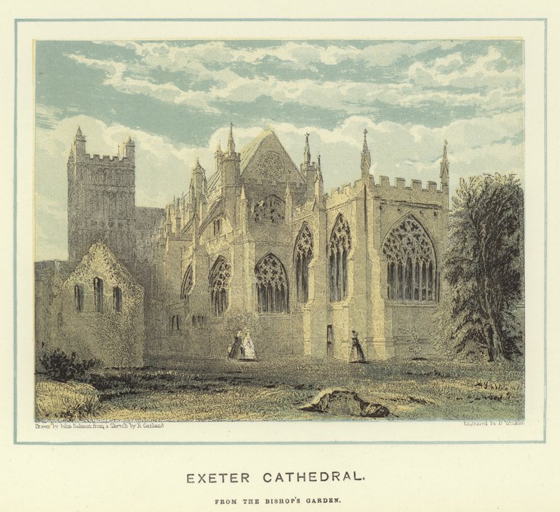 Exeter katedrálisa, a püspök kertjéből alkotó: John Francis Salmon