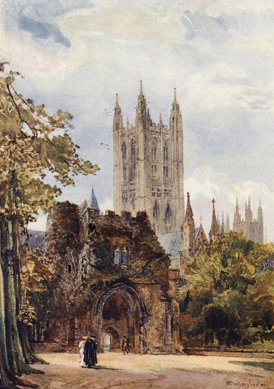Bell Harry Tower, Canterbury székesegyház (színes litográfia) alkotó: John Fulleylove