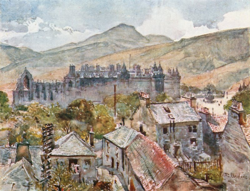 Holyrood-palota a Calton Hill alatti Public Gardensből alkotó: John Fulleylove