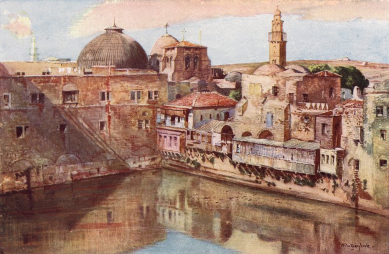 Jeruzsálem, Ezékiás tava (színes litho) alkotó: John Fulleylove