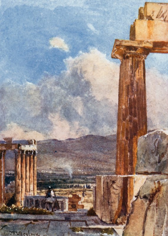 Az Erechtheum keleti portikája a Parthenon északi perisztillájából nézve alkotó: John Fulleylove