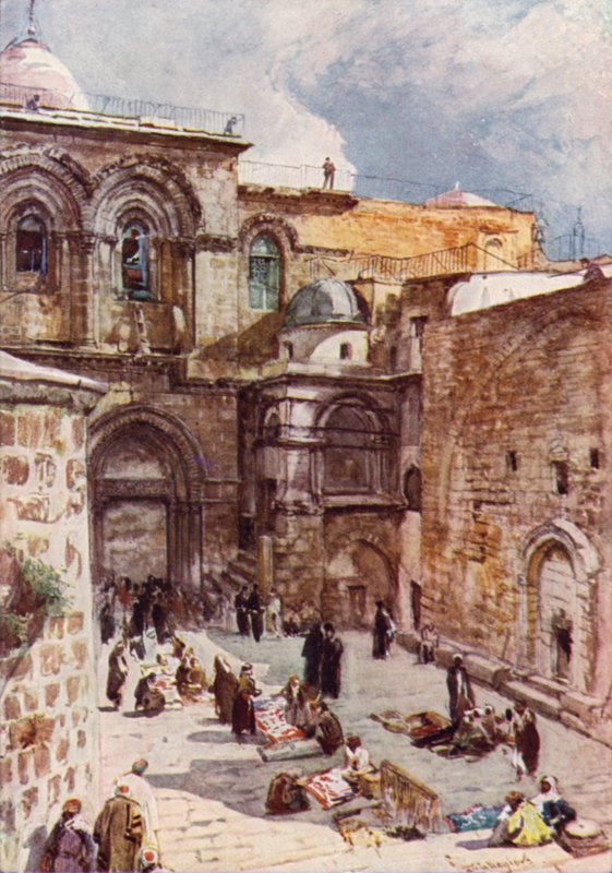 A Szent Sír-templom előudvara (színes litó) alkotó: John Fulleylove