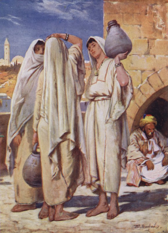 A Szentföld: Szíriai nők egy kútnál (színes litho) alkotó: John Fulleylove