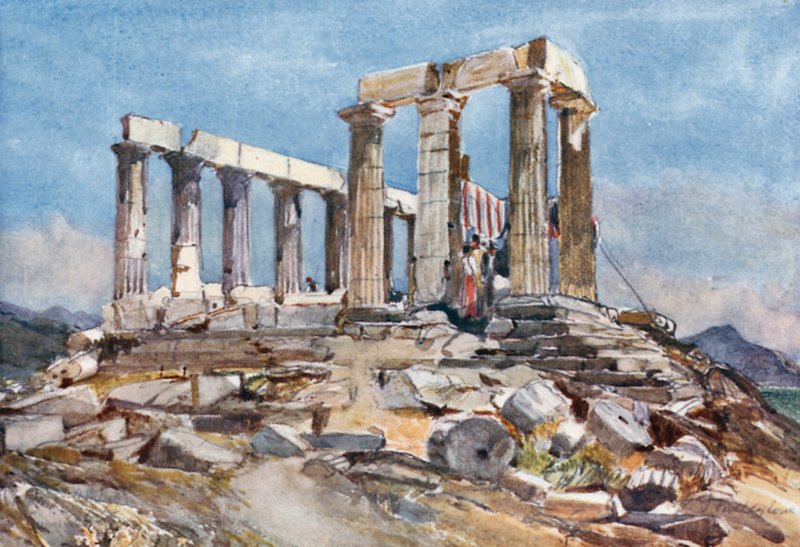 Athéné temploma Suniumban északról alkotó: John Fulleylove