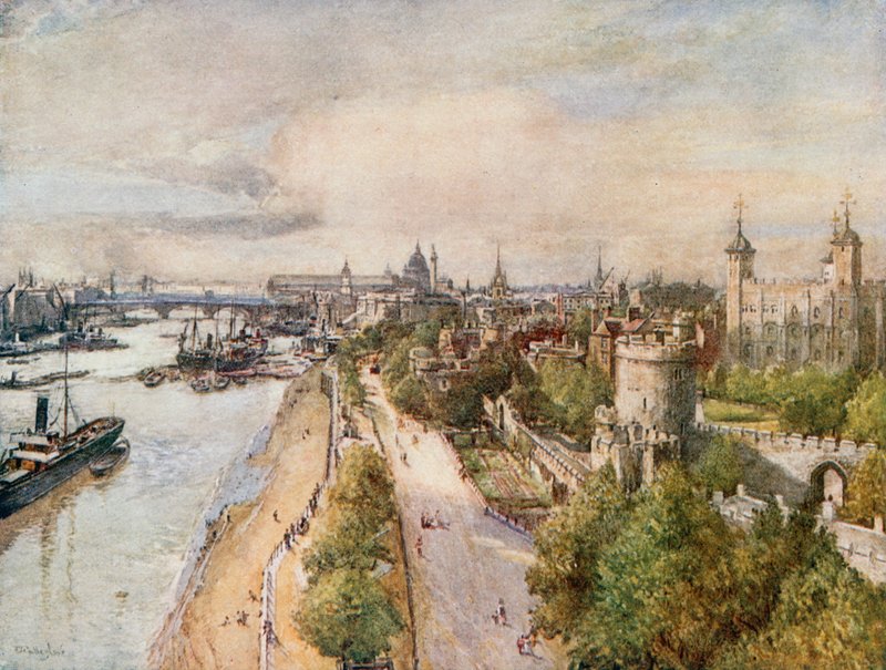 A Tower, a Tower Bridge felől, nyugatra nézve alkotó: John Fulleylove