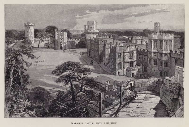Warwick kastély, a templomból (litho) alkotó: John Fulleylove