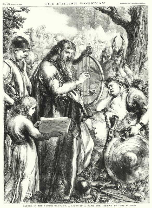 Alfred a dán táborban; vagy egy fény a sötét korban (metszet) alkotó: John Gilbert
