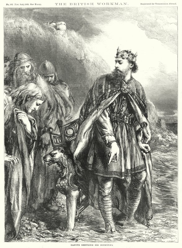 Kánute megdorgálja udvaroncait (metszet) alkotó: John Gilbert