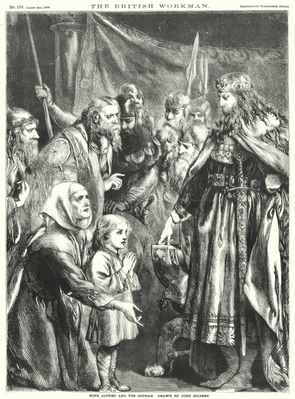 Alfréd király és az árva (metszet) alkotó: John Gilbert
