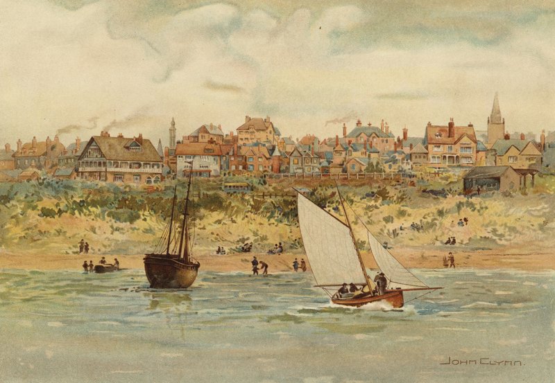 Liverpool: Új Brighton kilátása a tengerről (színes litho) alkotó: John Glynn