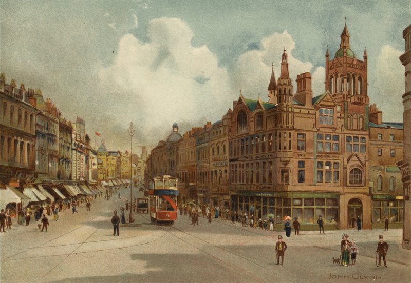 Liverpool: Lord Street, a Church Street-vel távolabb (színes litó) alkotó: John Glynn