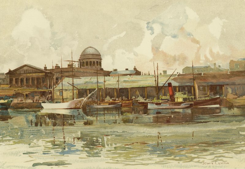 Liverpool: a Salthouse Dock része, egyedi házzal (színes litho) alkotó: John Glynn