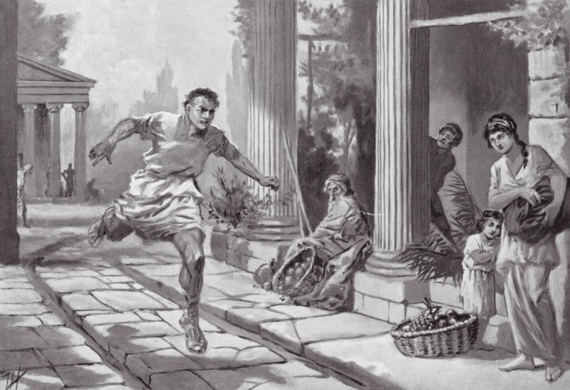 Megdöbbenés Athénban a szicíliai katasztrófa után (litográfia) alkotó: John Harris Valda