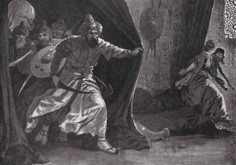 A királyi gárda lázadása Damaszkuszban (litográfia) alkotó: John Harris Valda