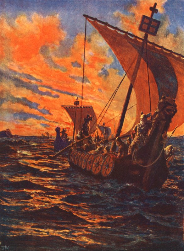 A vikingek visszatérése (színes litográfia) alkotó: John Harris Valda