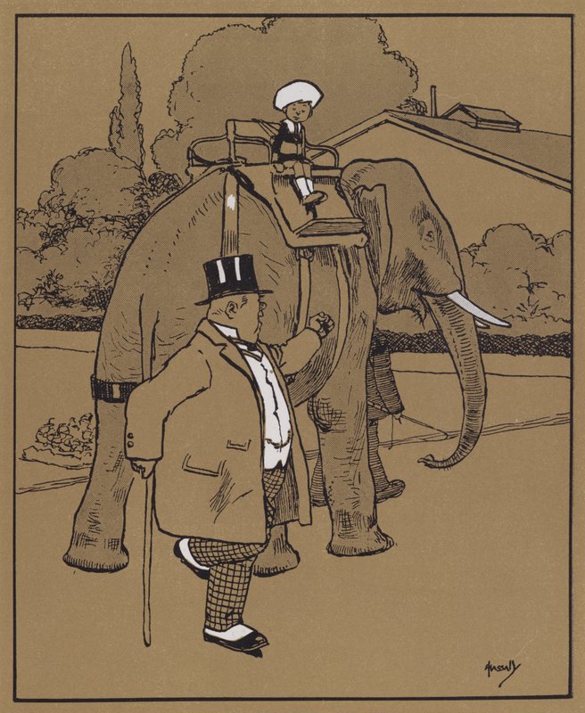 "Az elefántot buta vadállatnak nevezte, vagy valami ilyesmi" (színes litho) alkotó: John Hassall