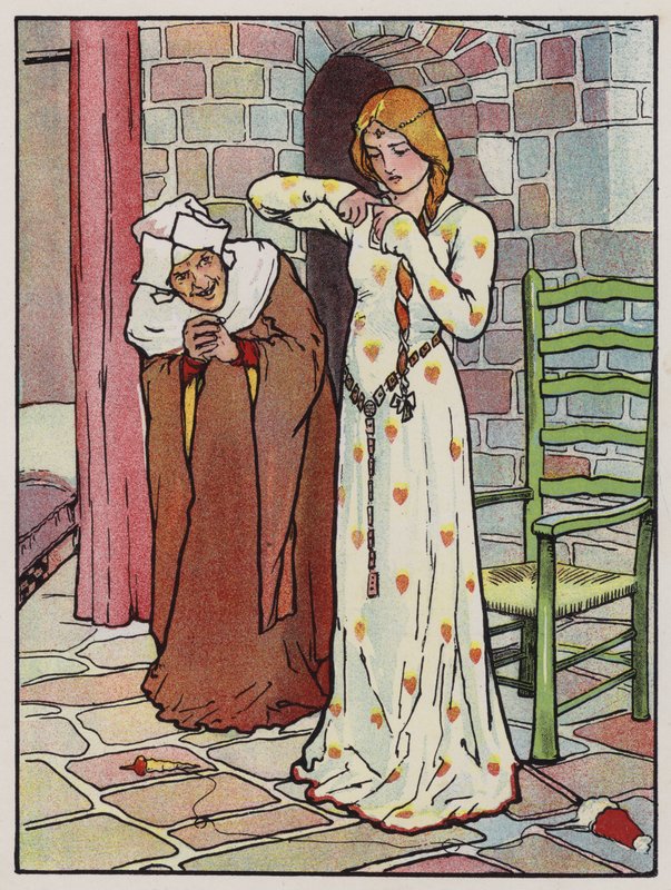 Rosanne megszúrja a kezét az orsóval (színes litó) alkotó: John Hassall