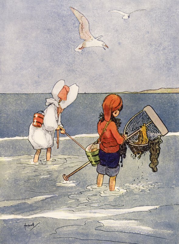 "A garnélarák jó szórakozás" (színes litho) alkotó: John Hassall