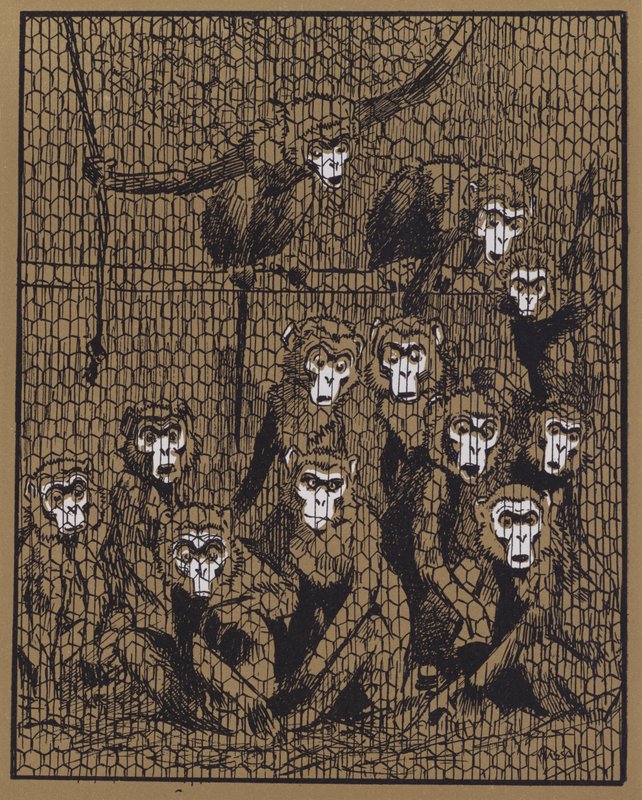 "A fogvatartottak egy emberként felemelkedtek, és igazán szörnyű dühbe csapták magukat" (színes litho) alkotó: John Hassall