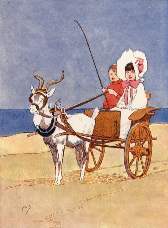 "Reggie bácsi bérelte nekünk a kecskesétát" (színes litho) alkotó: John Hassall