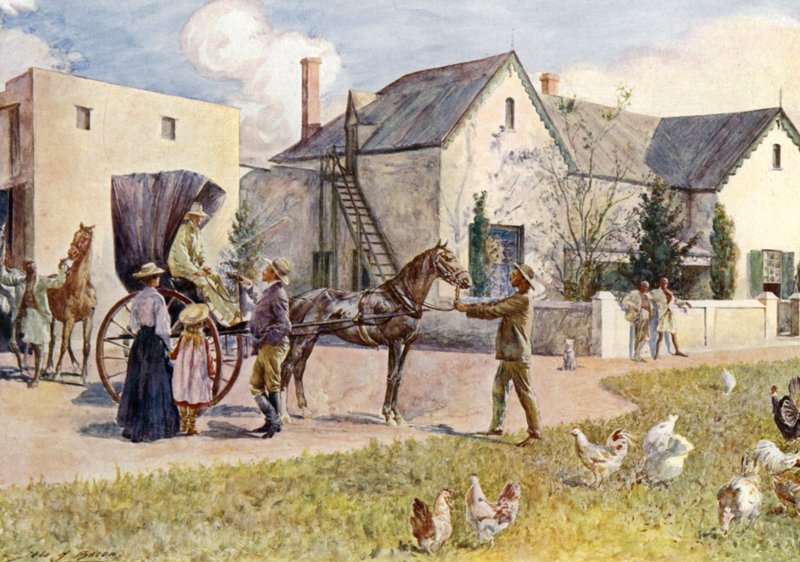 Egy dél-afrikai farm (színes litho) alkotó: John Henry Frederick (after) Bacon