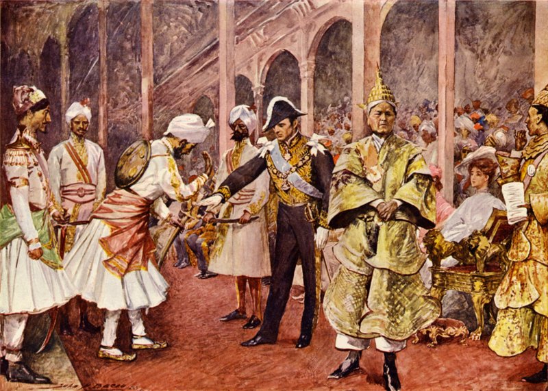 Durbar (színes lito) alkotó: John Henry Frederick (after) Bacon
