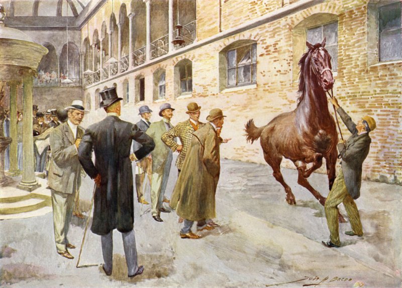 Jelenet a Tattersallban, Londonban (színes litó) alkotó: John Henry Frederick (after) Bacon