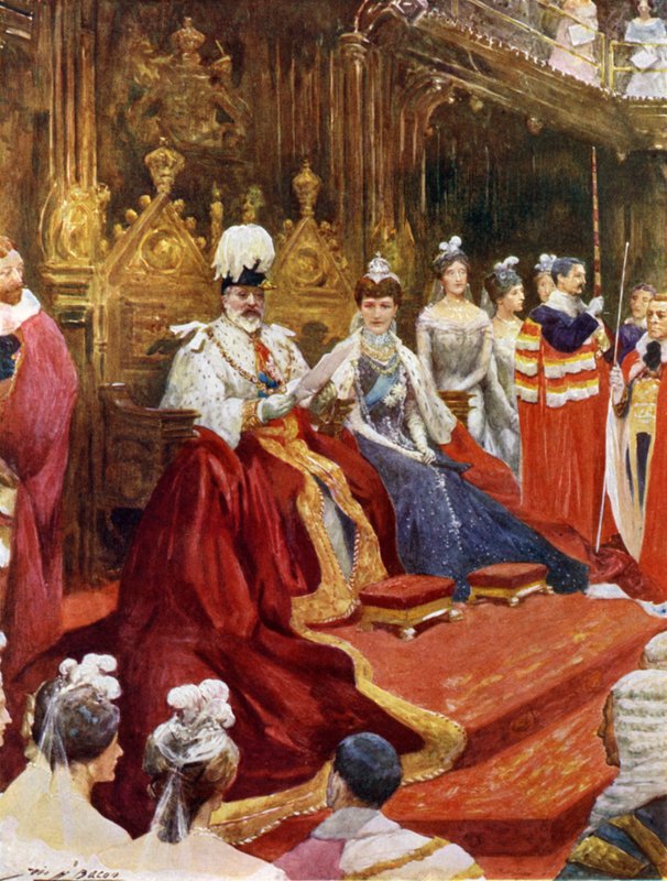 A király megnyitja a Parlamentet (színes litó) alkotó: John Henry Frederick (after) Bacon