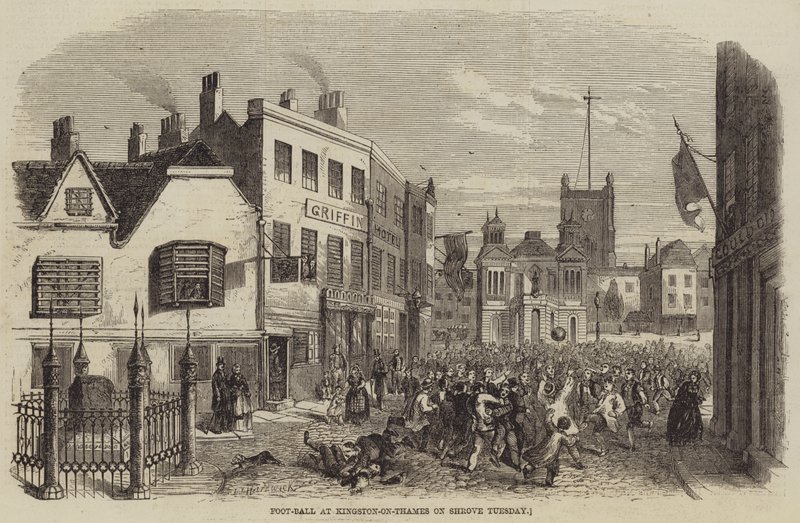 Foot-Ball a Kingston-on-Thames-ben Shrove kedden alkotó: John Jessop Hardwick