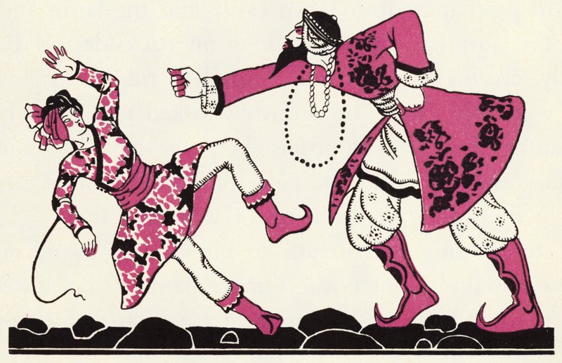 Díszítés az Aladdin és a csodálatos lámpa történetéhez (színes litó) alkotó: John Kettelwell