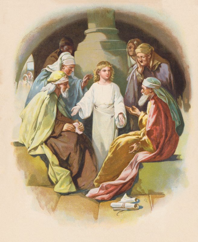 Krisztus a templomban (színes litográfia) alkotó: John Lawson