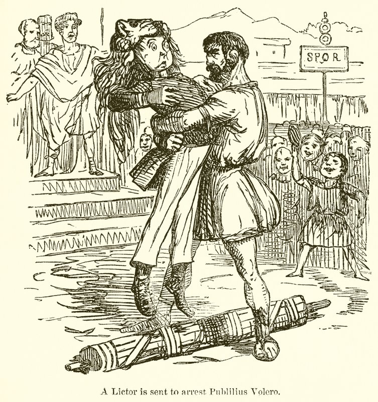 Publilius Volero letartóztatására egy lictort küldenek. alkotó: John Leech
