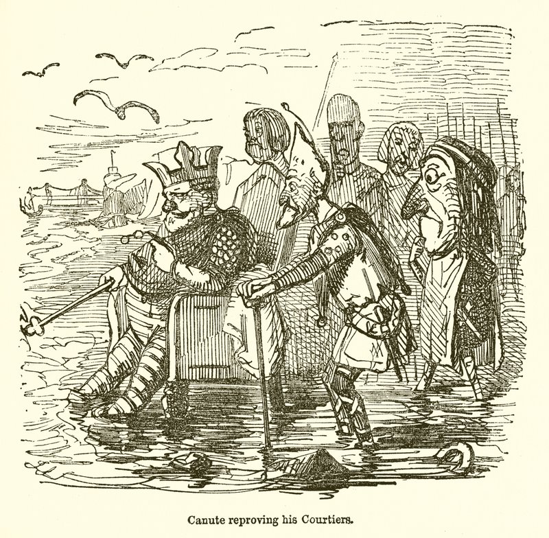 Kánute az udvaroncait feddve alkotó: John Leech