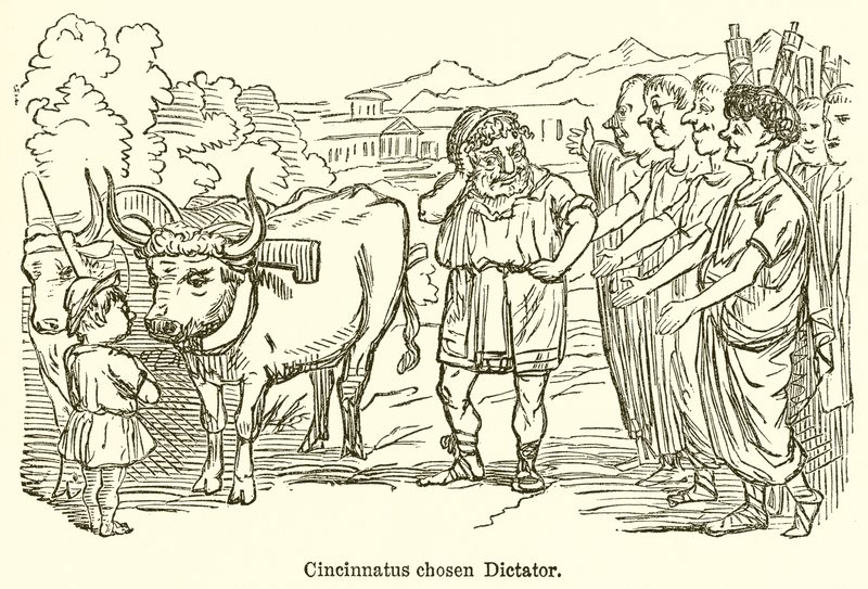 Cincinnatus választott diktátor alkotó: John Leech