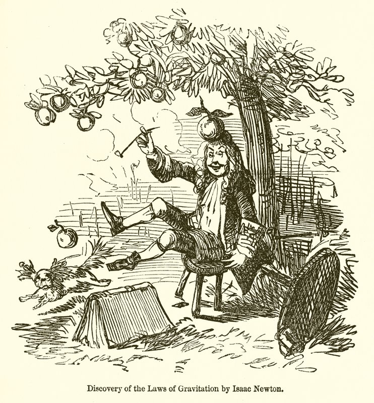 A gravitációs törvények felfedezése Isaac Newton által alkotó: John Leech