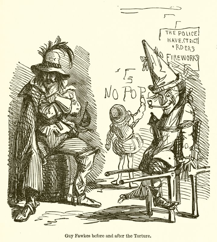 Guy Fawkes a kínzás előtt és után alkotó: John Leech