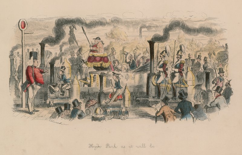 Hyde Park, ahogy lesz (színes metszet) alkotó: John Leech