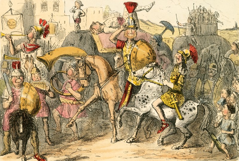 Pyrrhus csapatával Olaszországba érkezik alkotó: John Leech