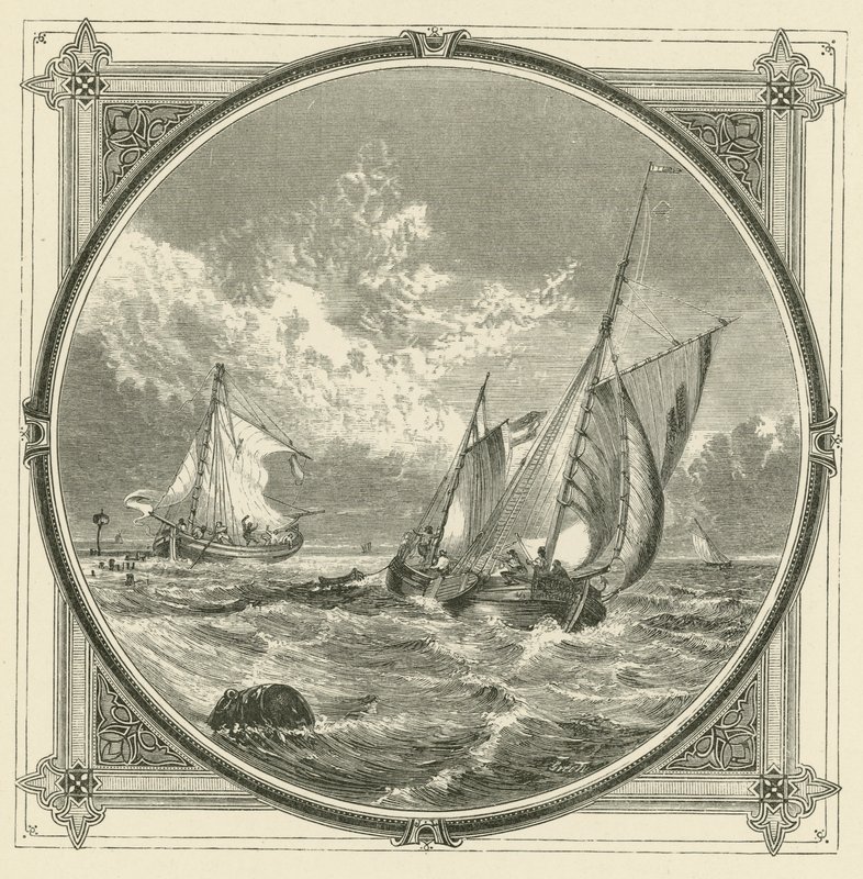 Egy hajó zátonyra, egy jeladó a tengeren (metszet) alkotó: John Leighton