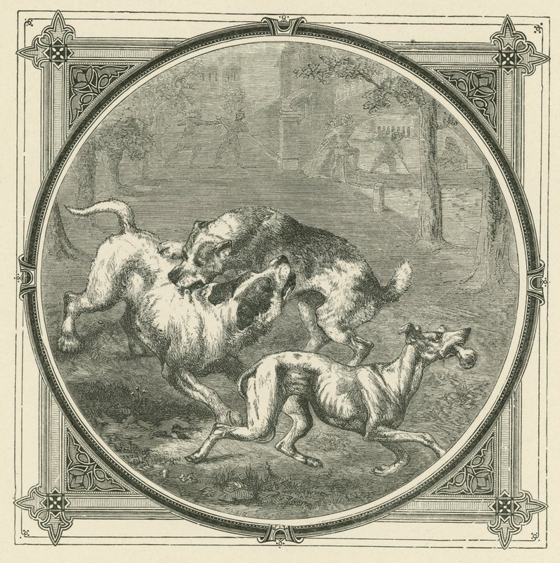 A kutyák és a csont (metszet) alkotó: John Leighton