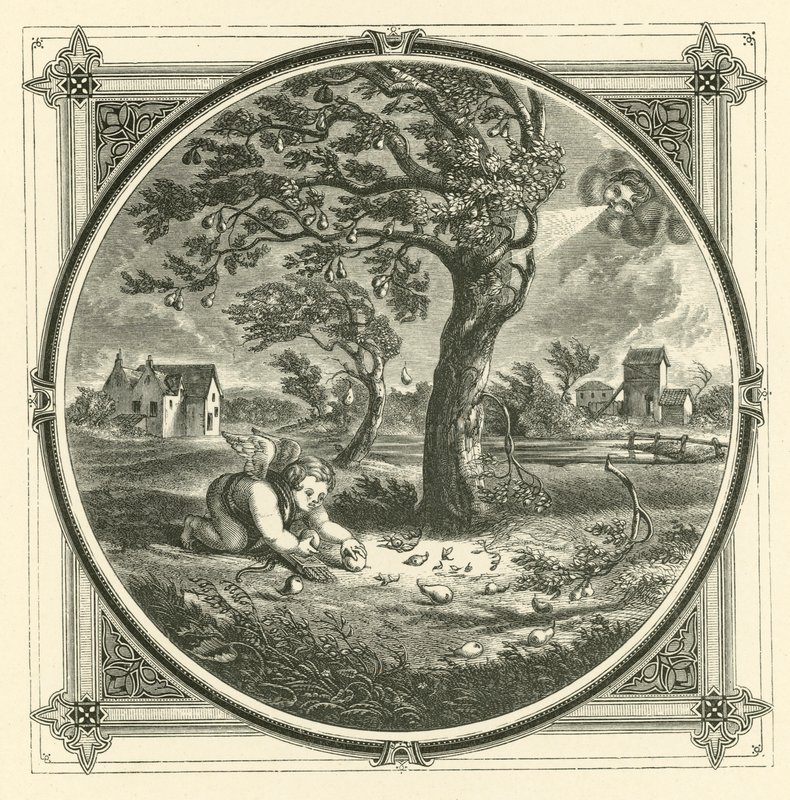 Az érett körte kézre esik (gravírozás) alkotó: John Leighton