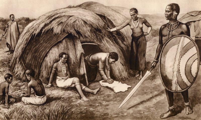 Bennszülött család Kenyában (litho) alkotó: John Macfarlane