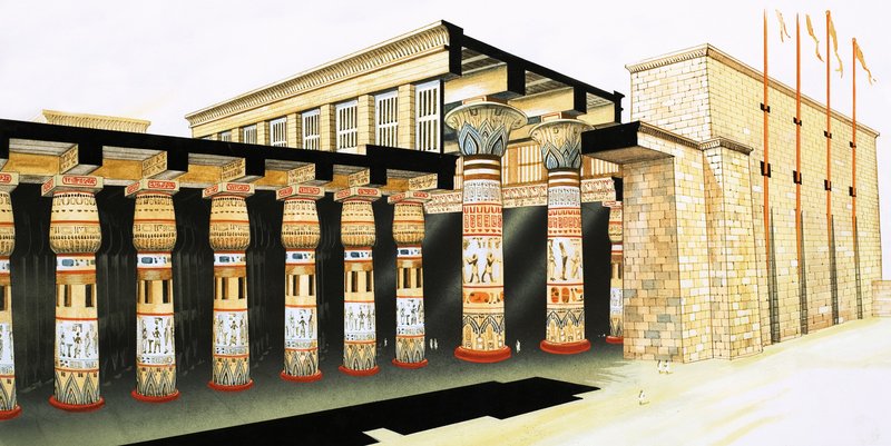 A Hypostyle Hall egy részének rekonstrukciója alkotó: John Marshall